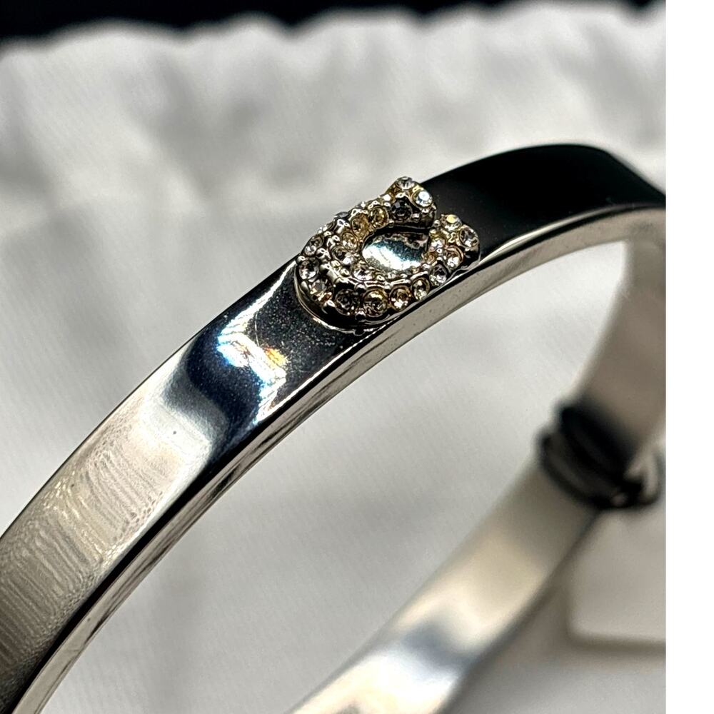 Coach Pavé C Hinged Silver Tone Bangle Women's Bracelet NIBWT - Picture 13 of 17